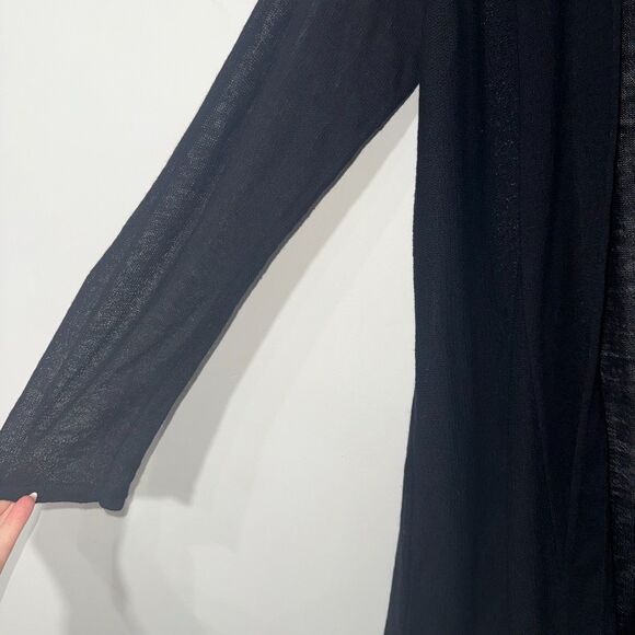Eileen Fisher 100% Wool Open Front Cardigan - Black XL - Picture 3 of 5